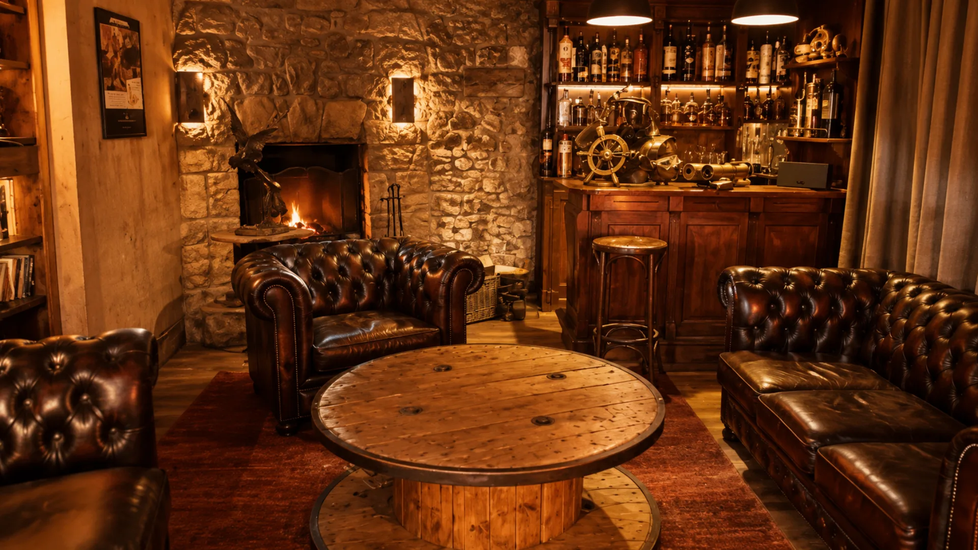 Salon lounge, cheminée