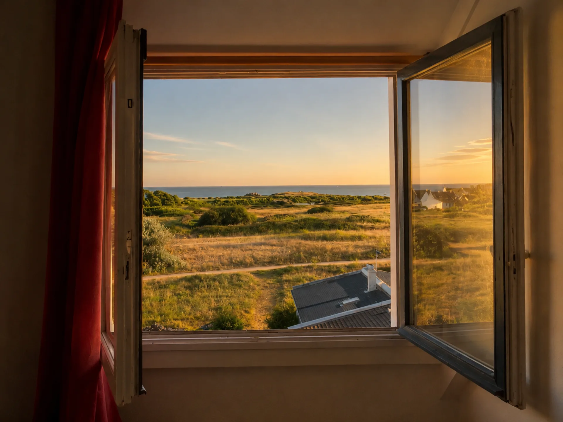 Chambre avec vue sur la mer au coucher du soleil
