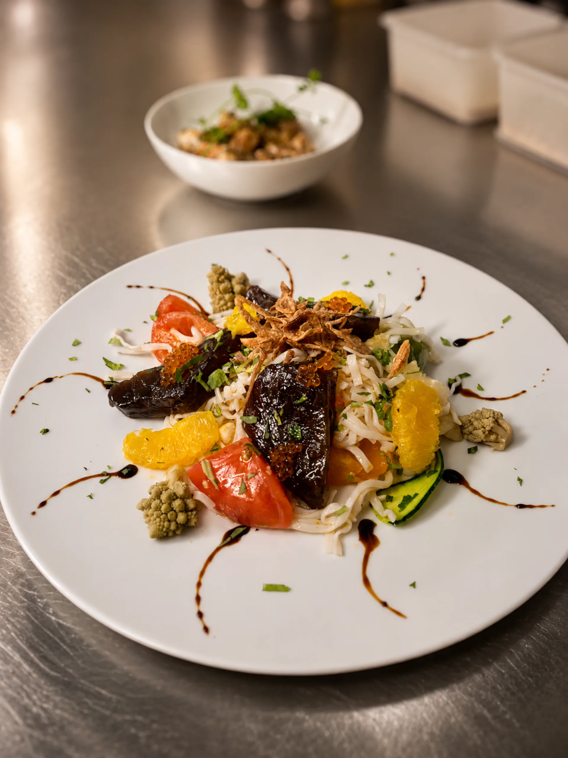 Plat gastronomique, légumes grillés